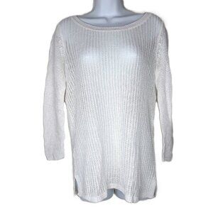 Talbots 100% Linen Sweater Open Weave Lightweight Summer Beach Resort New